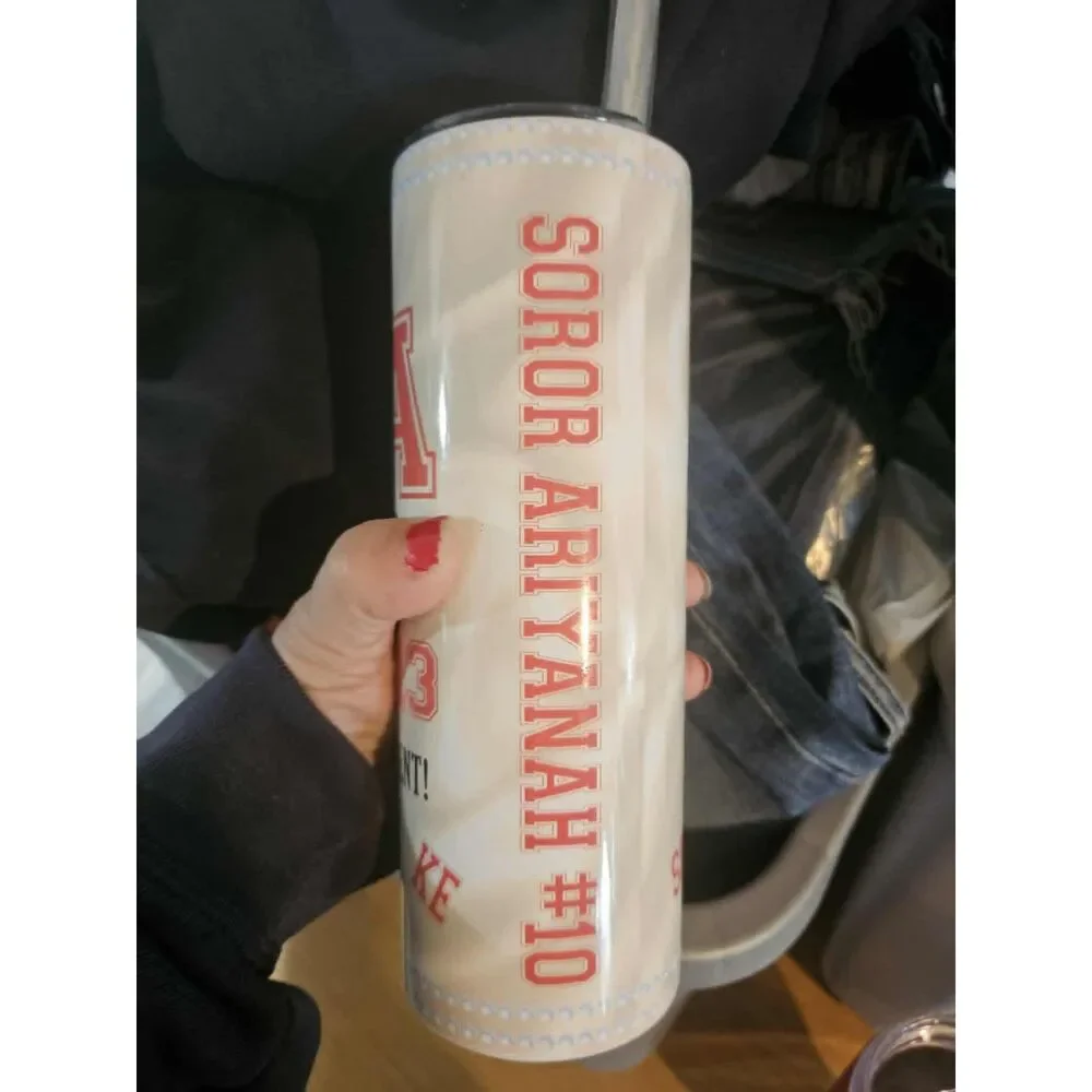 New/ Unused Custom Delta Sigma Theta Stainless Steel Skinny Tumbler w/ Straw